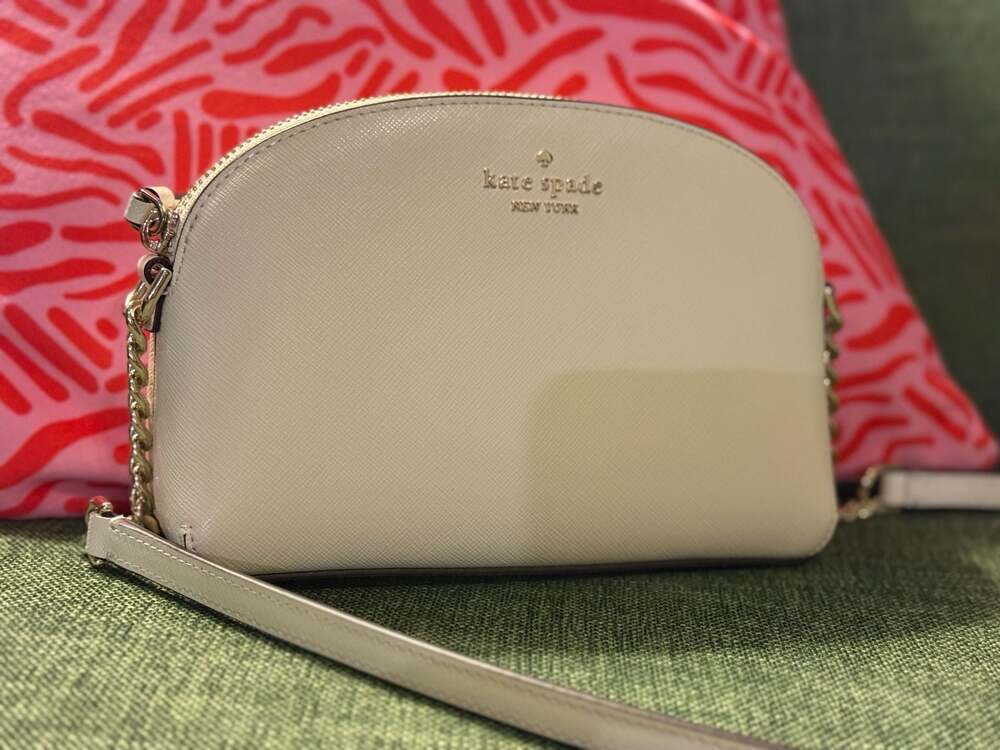 Kate Spade Sylvia Dome Crossbody Bag Parchment Cream Gold Hardware Leather